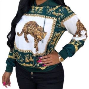 Cheetah print hooded sweater